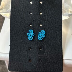 Blue Hamsa Hand Earrings